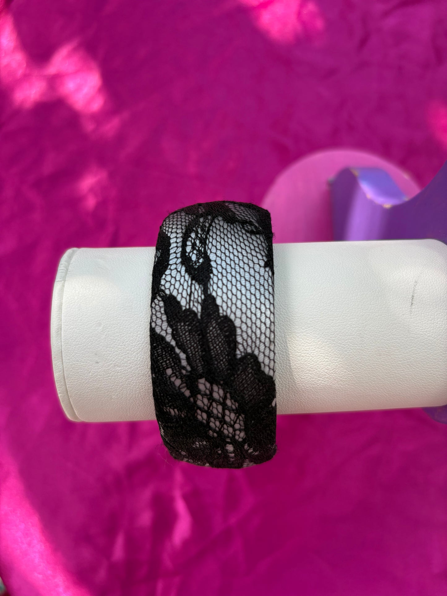 Black lace bangle bracelet