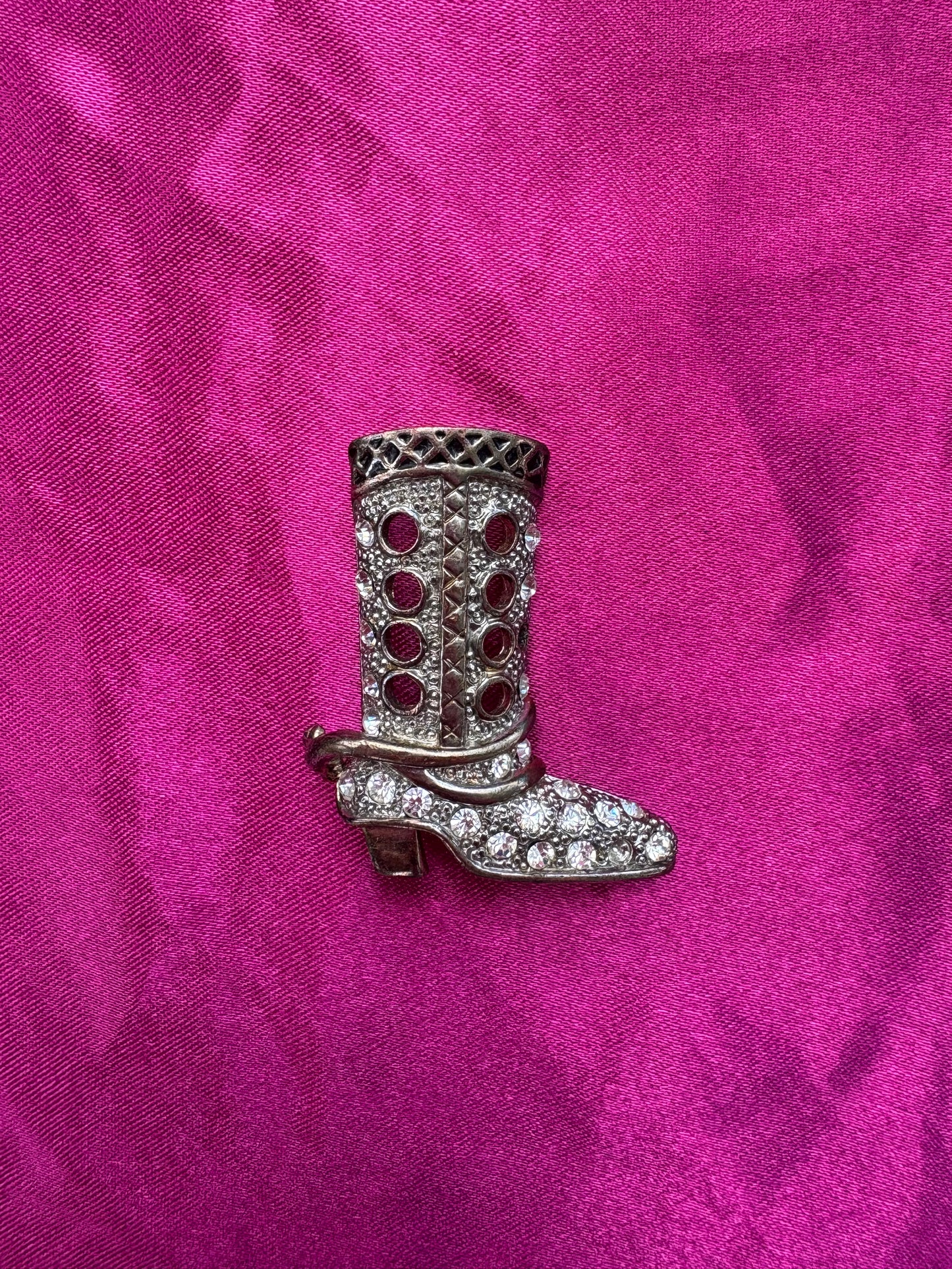 Rhinestoned Cowboy Boot Brooch