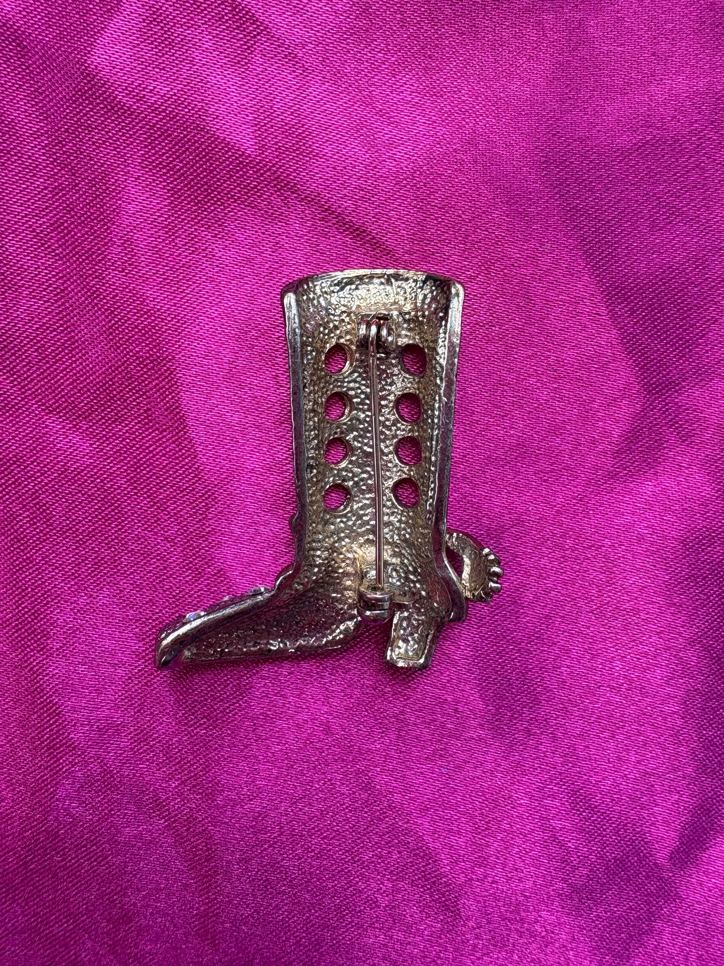 Rhinestoned Cowboy Boot Brooch