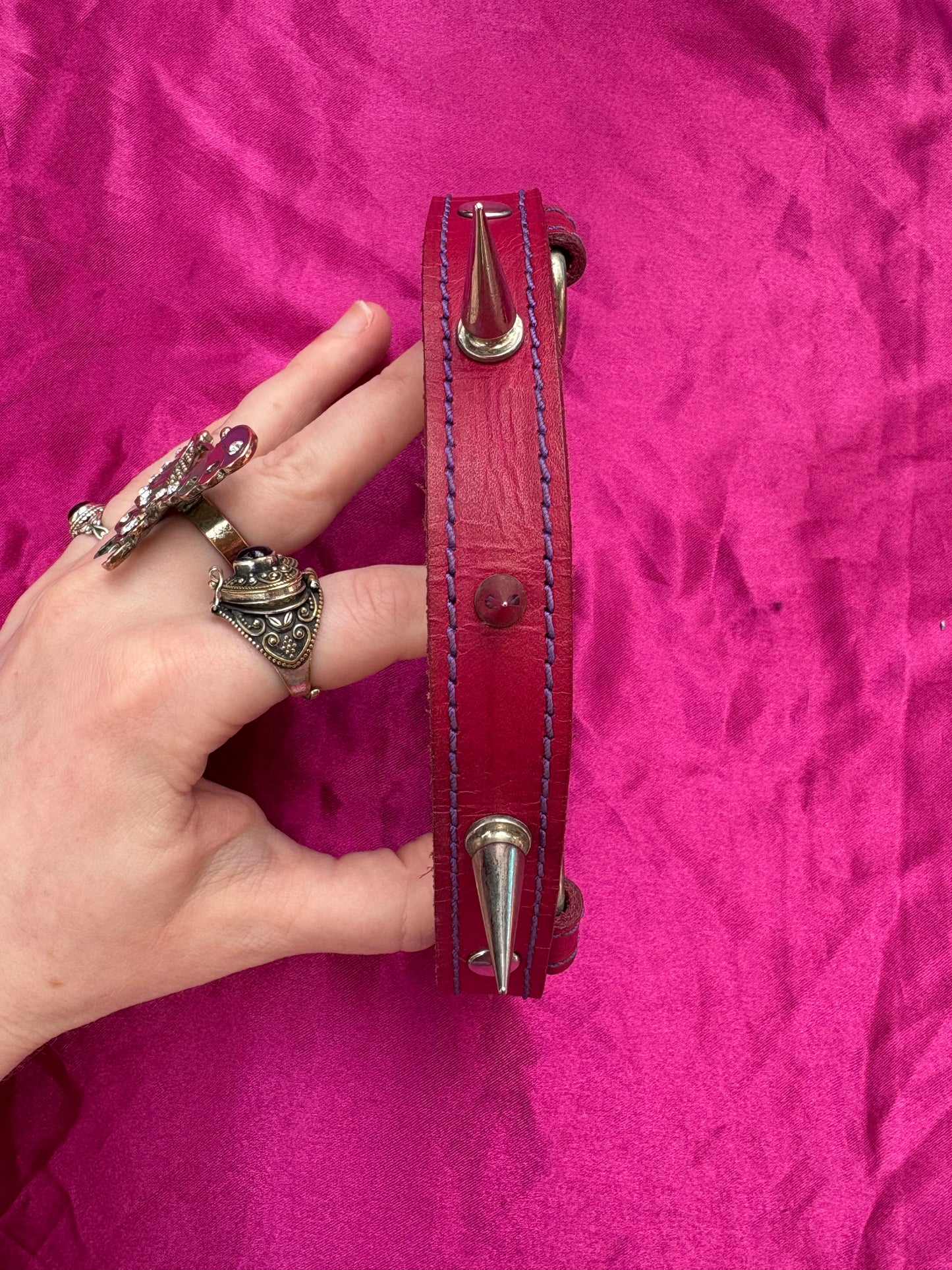 Pink Leather Choker