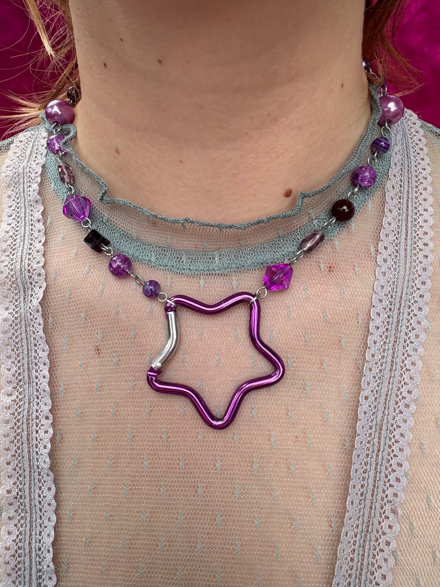 Purple Star Carabiner Necklace