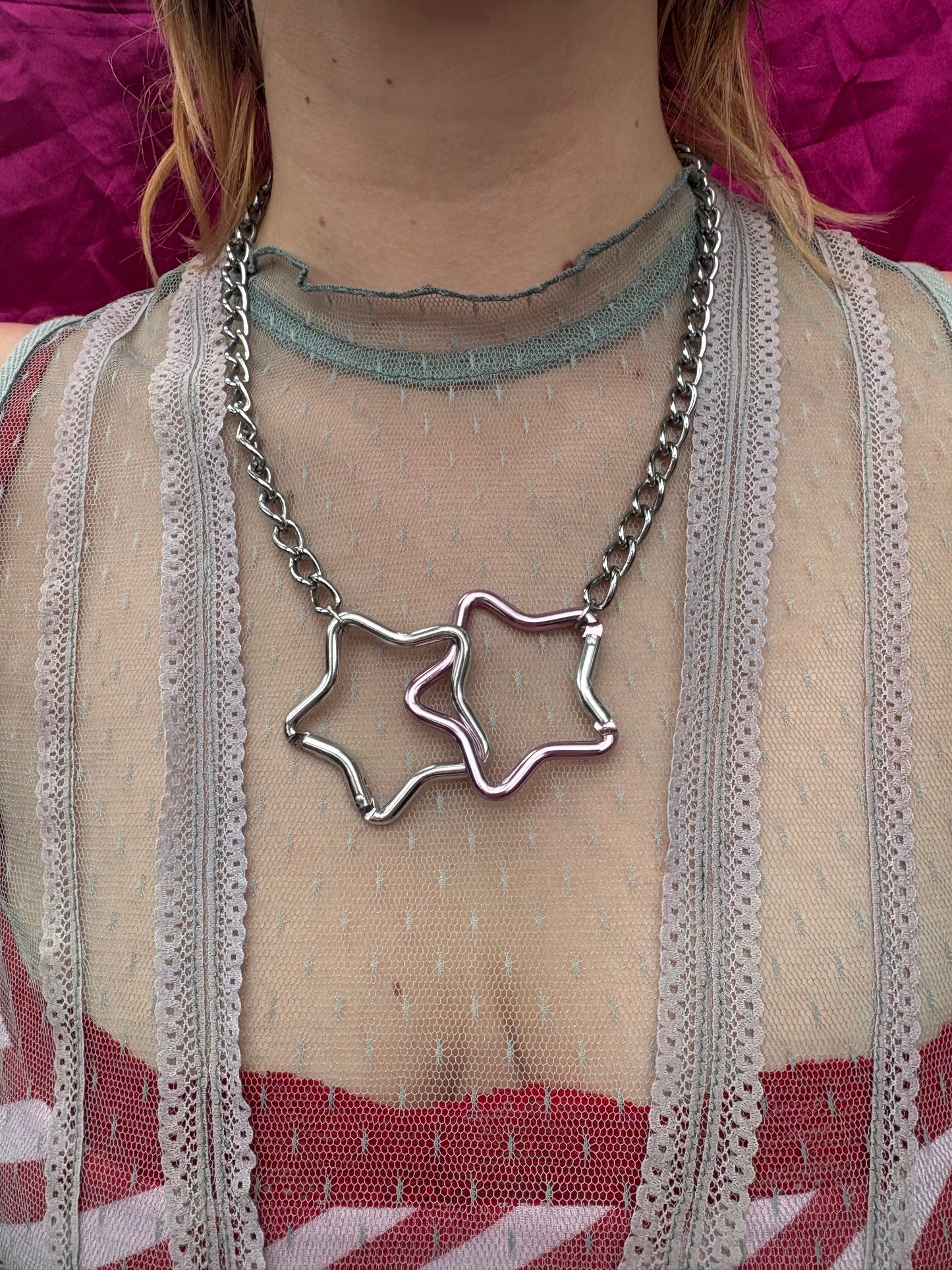 Interlocked Star Carabiner Necklace