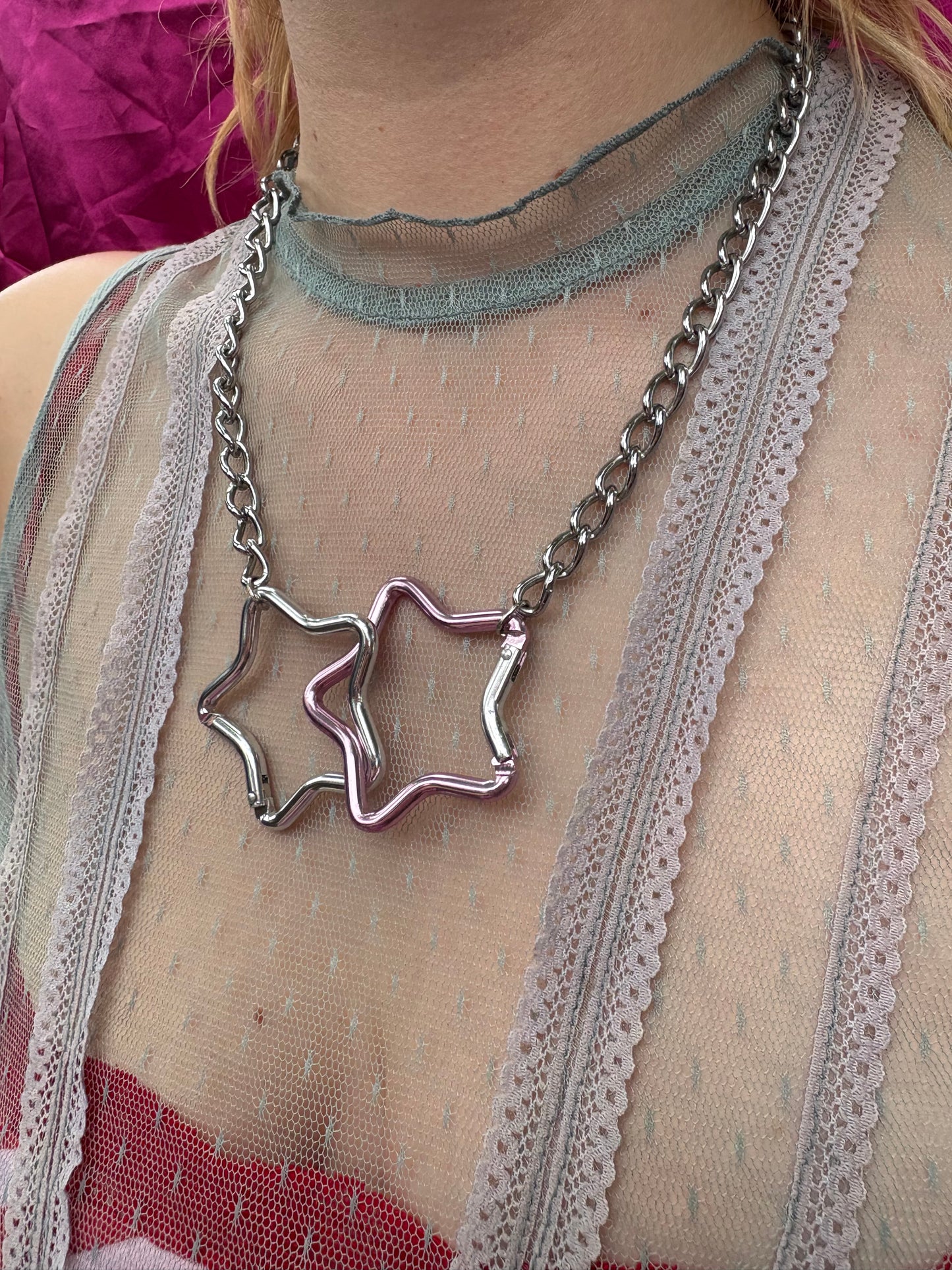 Interlocked Star Carabiner Necklace