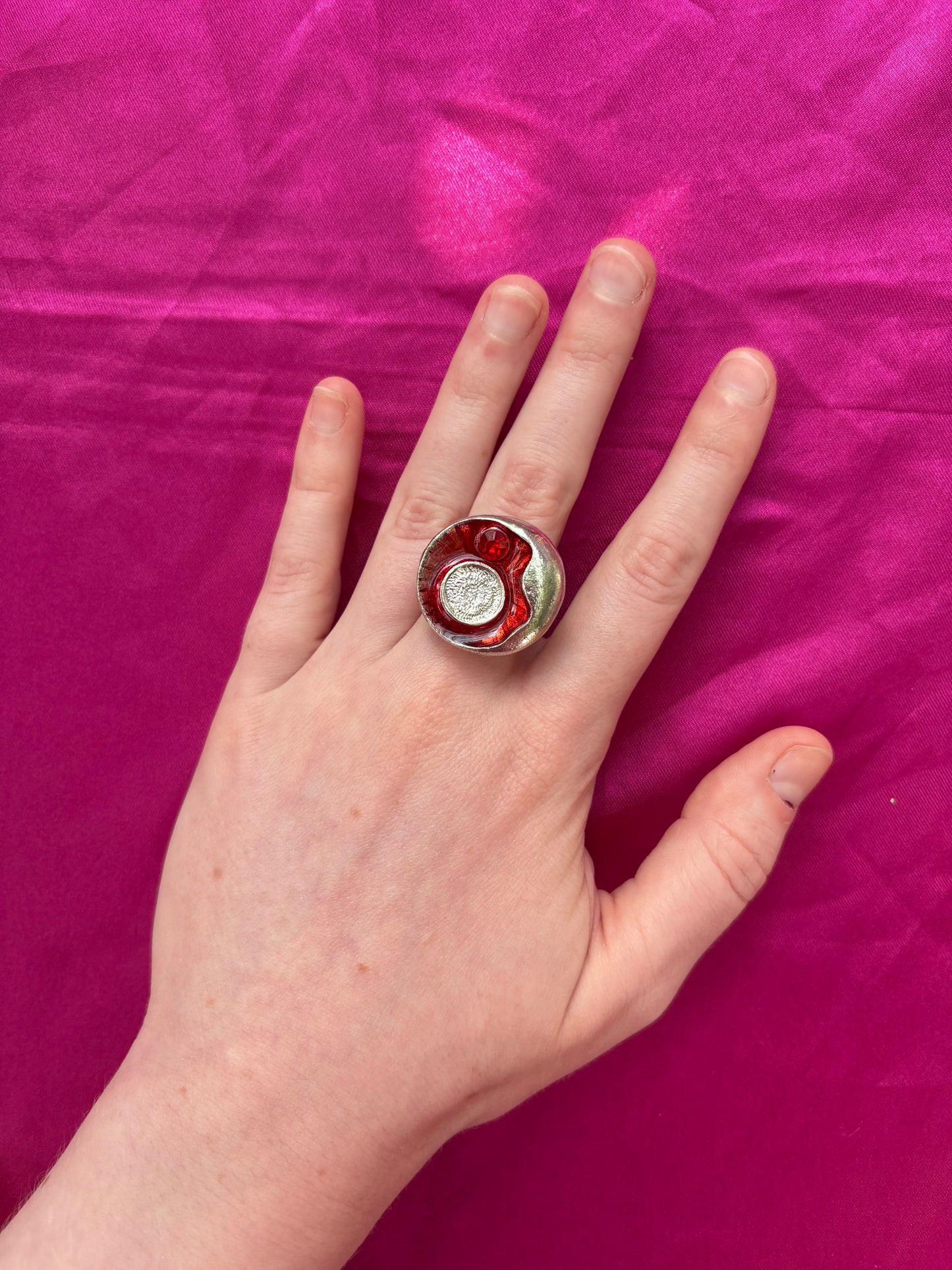 Red Crescent Moon ring