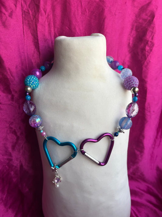 Interlocked Heart Carabiner Necklace