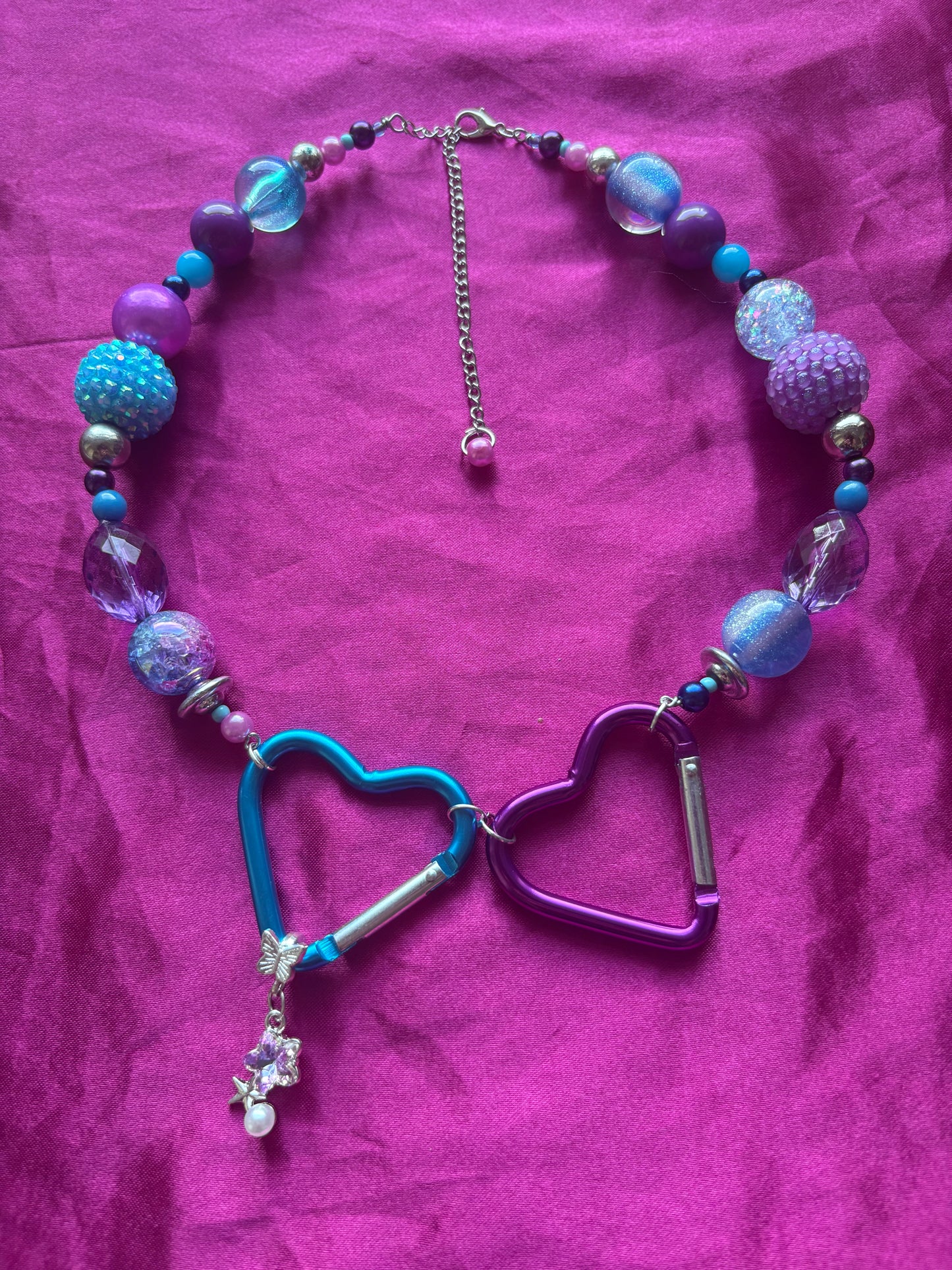 Interlocked Heart Carabiner Necklace