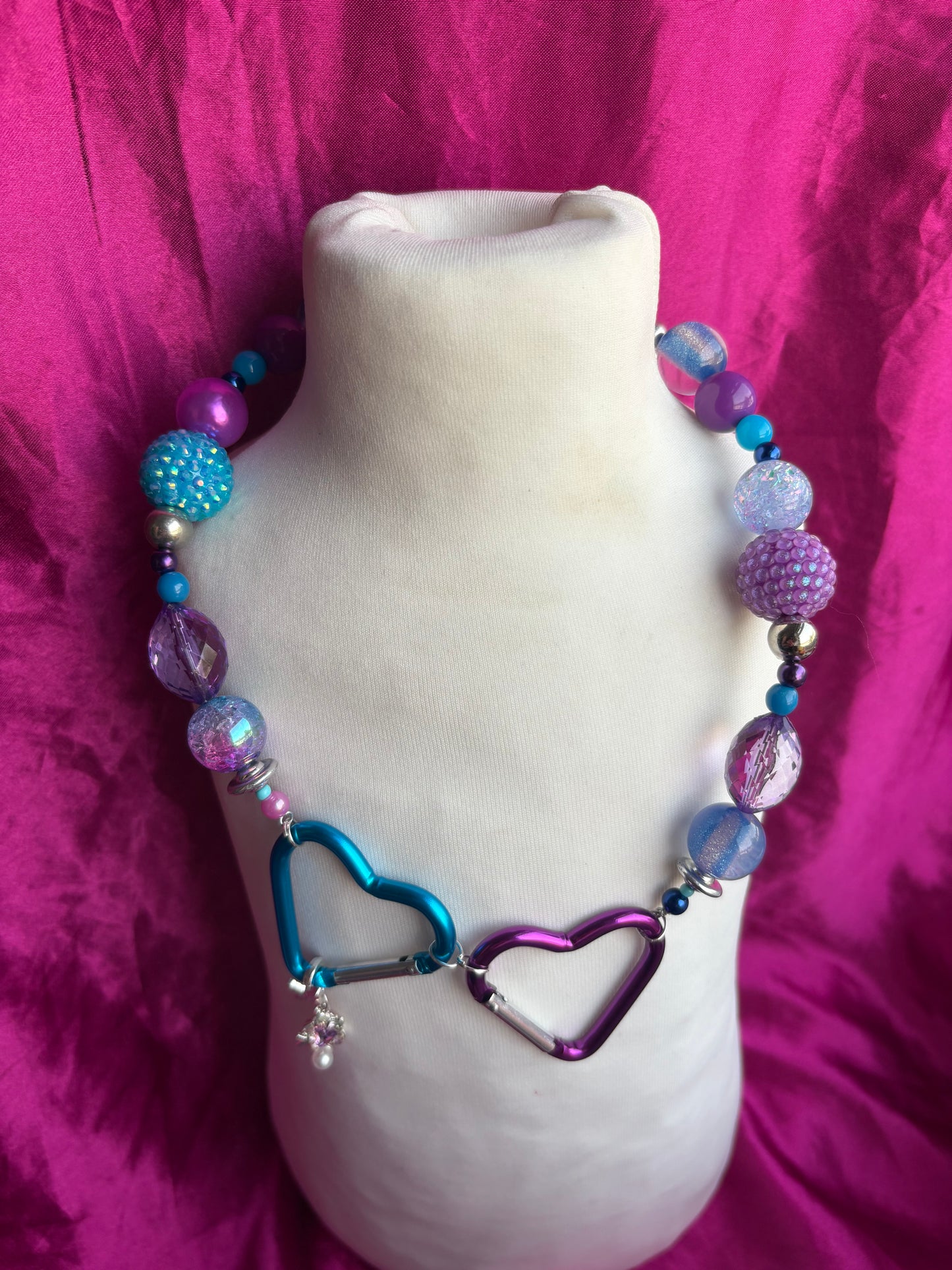 Interlocked Heart Carabiner Necklace
