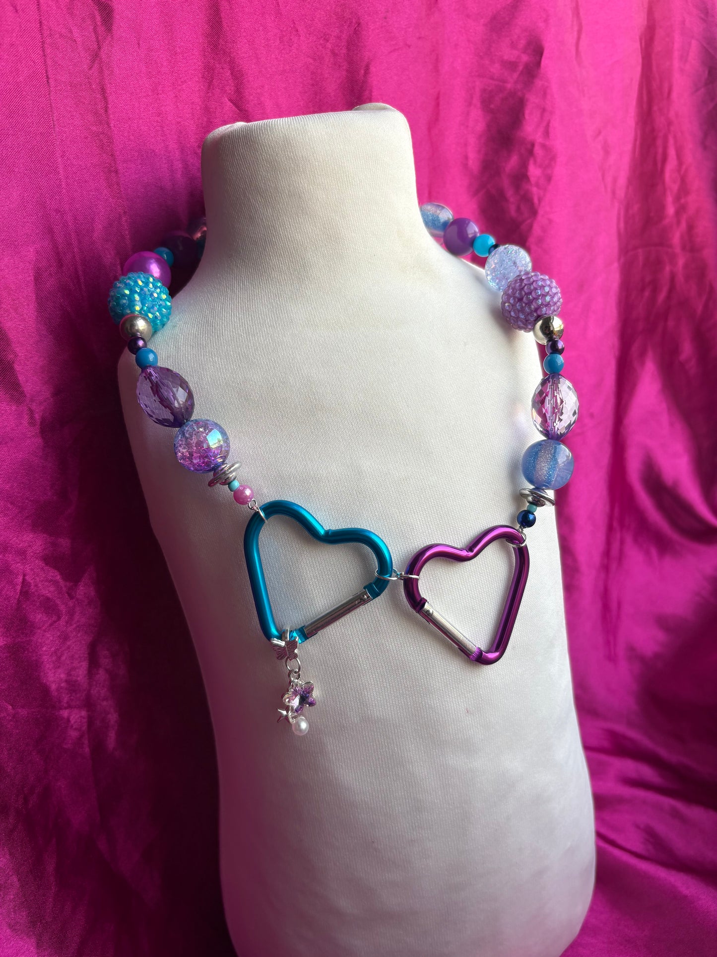 Interlocked Heart Carabiner Necklace