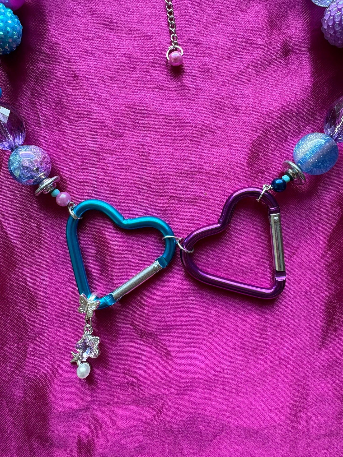 Interlocked Heart Carabiner Necklace