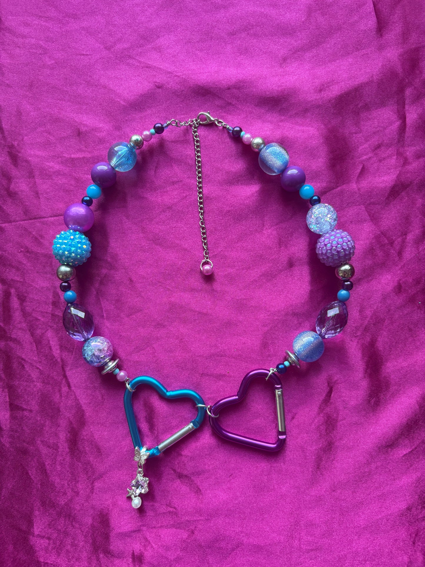 Interlocked Heart Carabiner Necklace