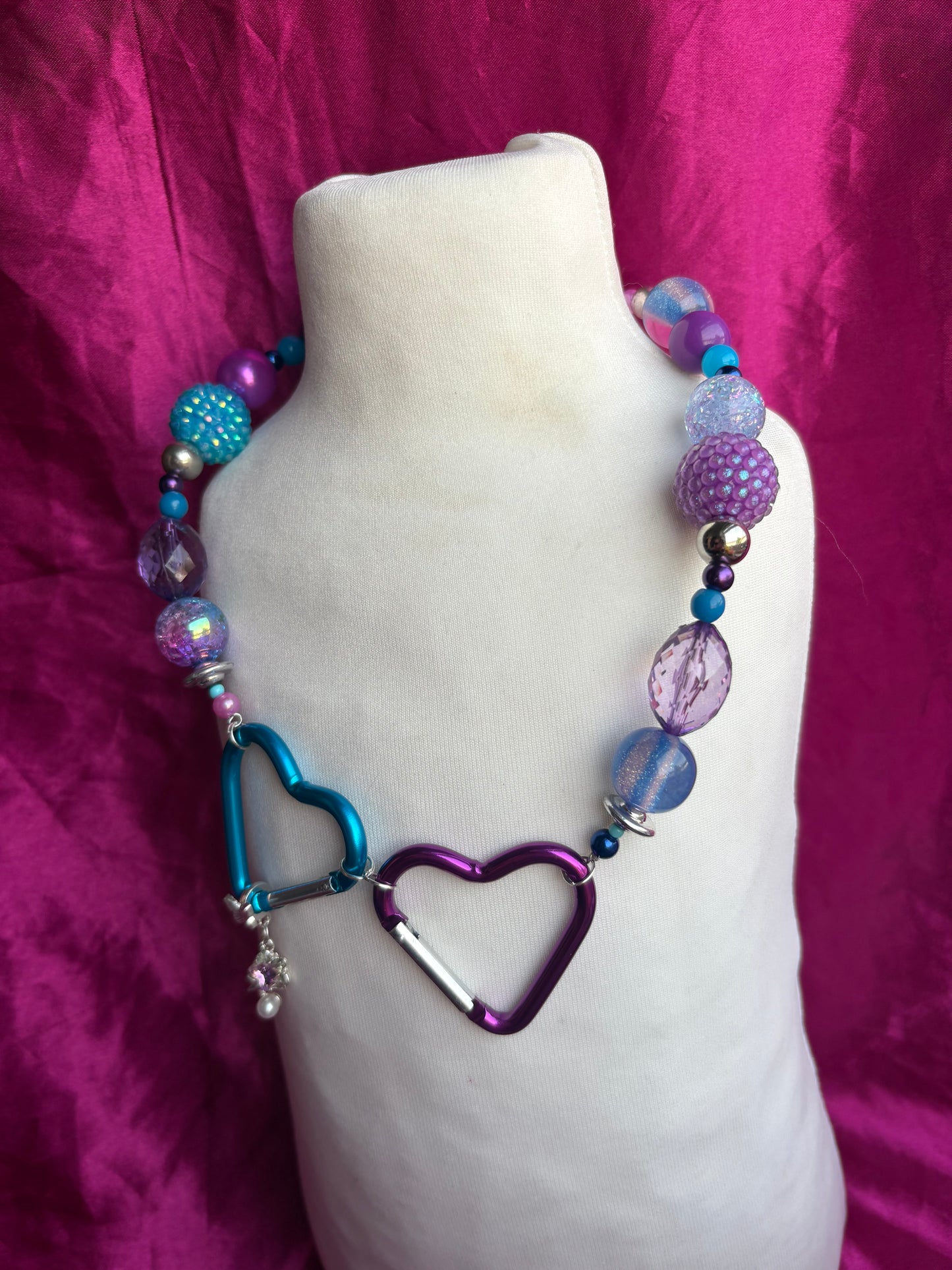 Interlocked Heart Carabiner Necklace