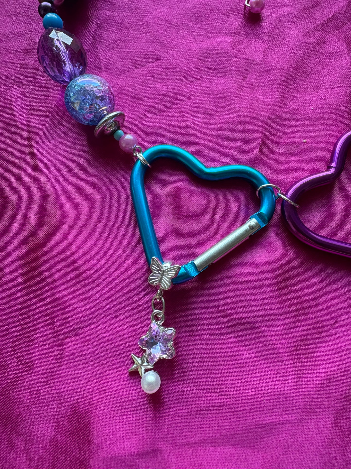Interlocked Heart Carabiner Necklace
