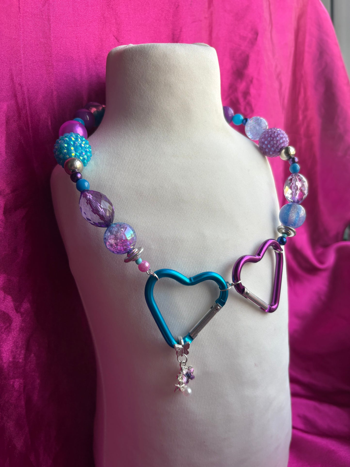 Interlocked Heart Carabiner Necklace