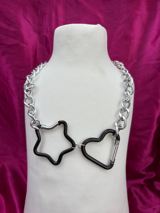 Stars and Hearts Carabiner Necklace