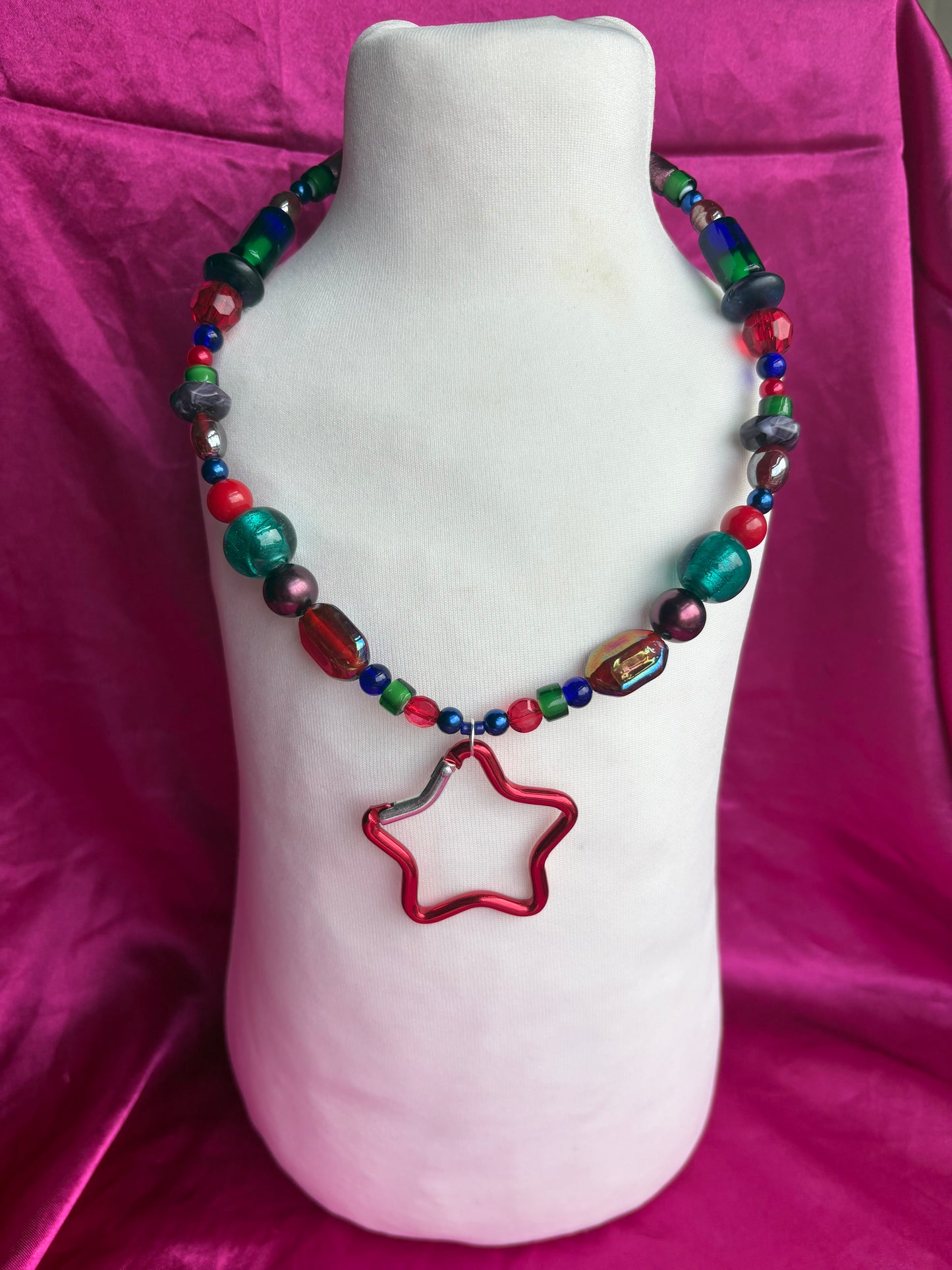 Jewel beaded Carabiner Necklace