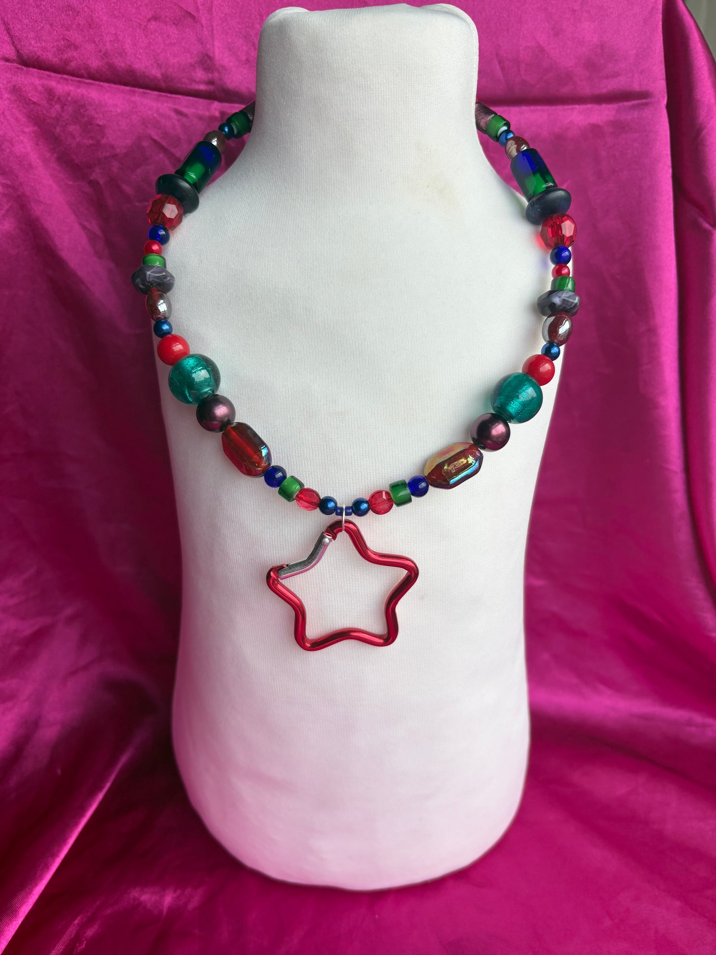 Jewel beaded Carabiner Necklace