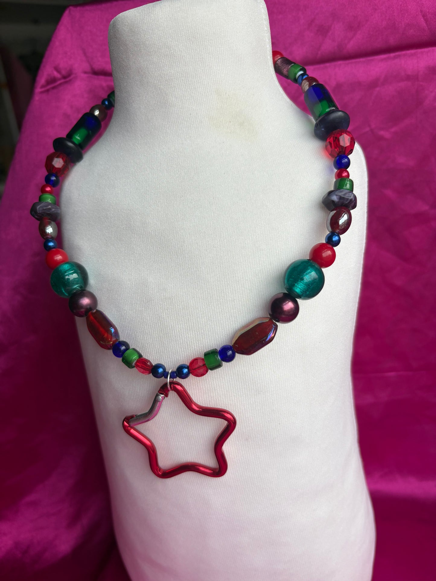Jewel beaded Carabiner Necklace