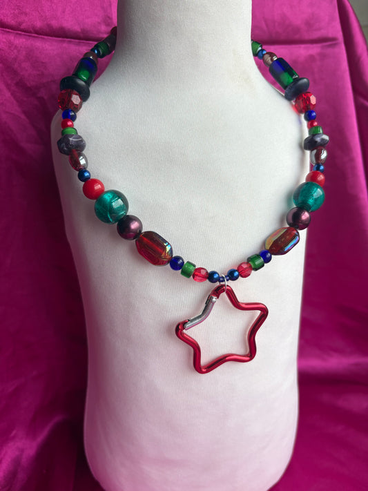 Jewel beaded Carabiner Necklace