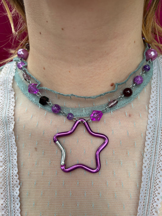 Purple Star Carabiner Necklace