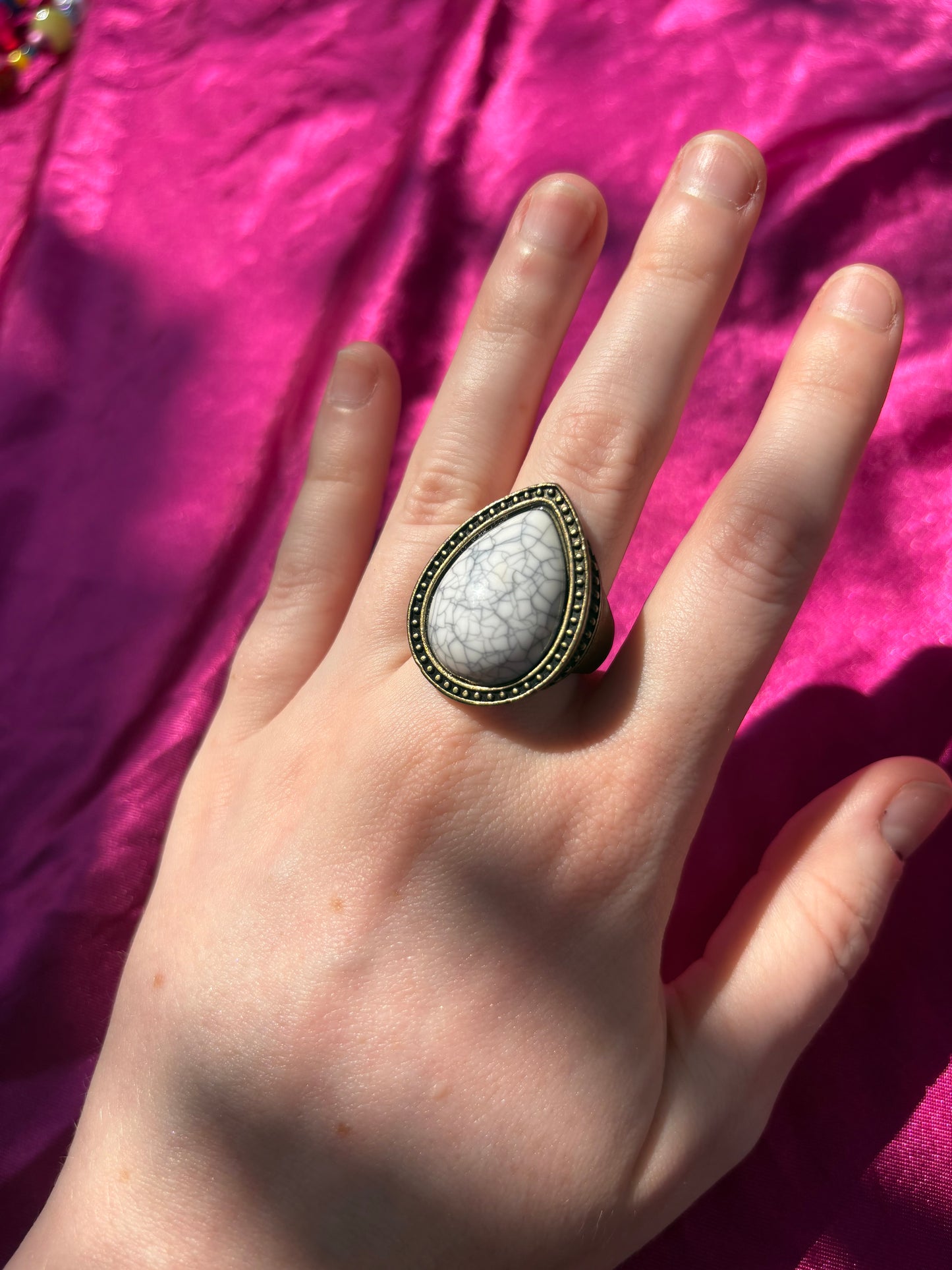 White Teardrop Ring